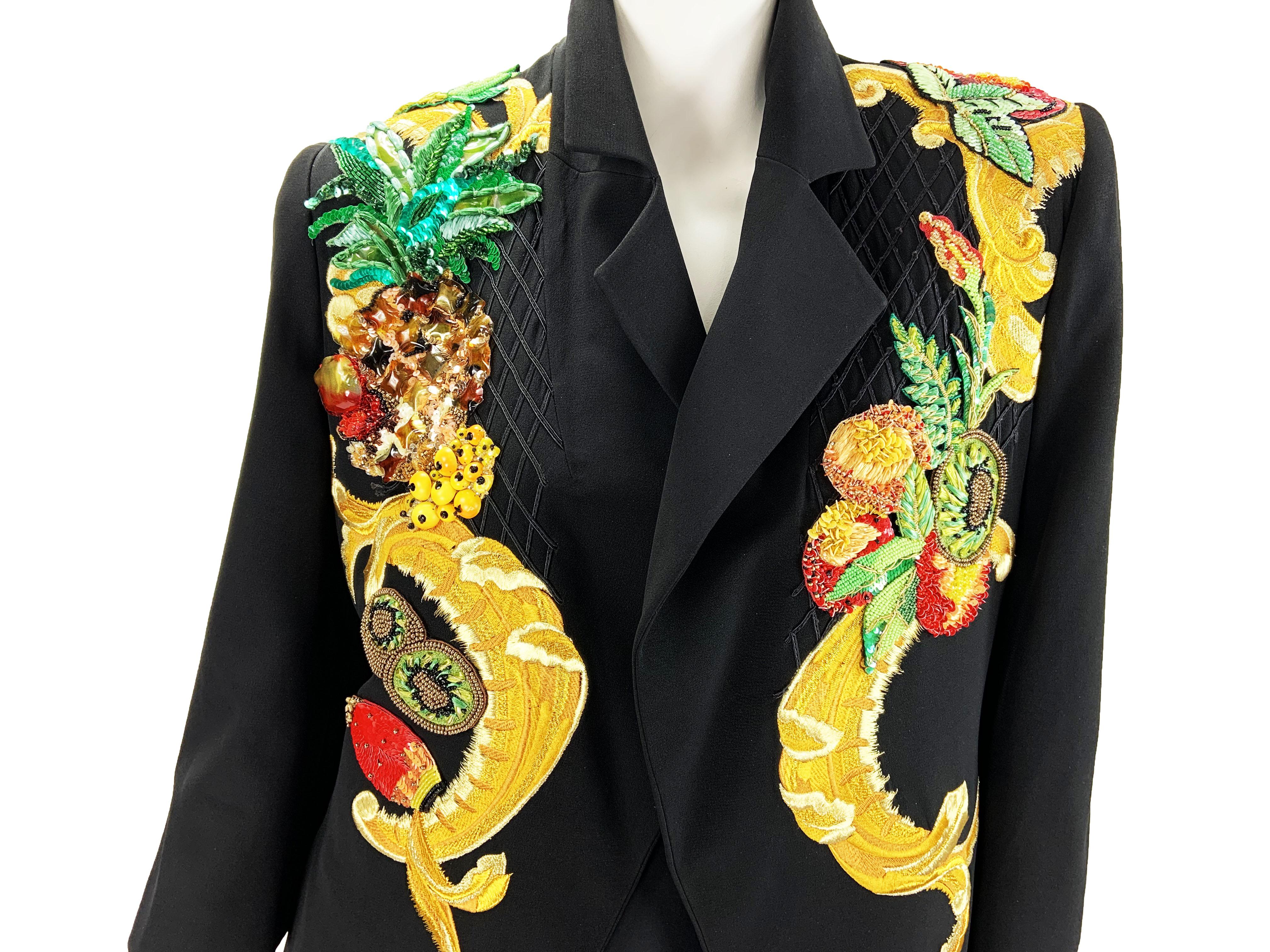 Black  Christian Dior 1980's Numbered Beaded & Embroidered Long Blazer Jacket + Top  For Sale