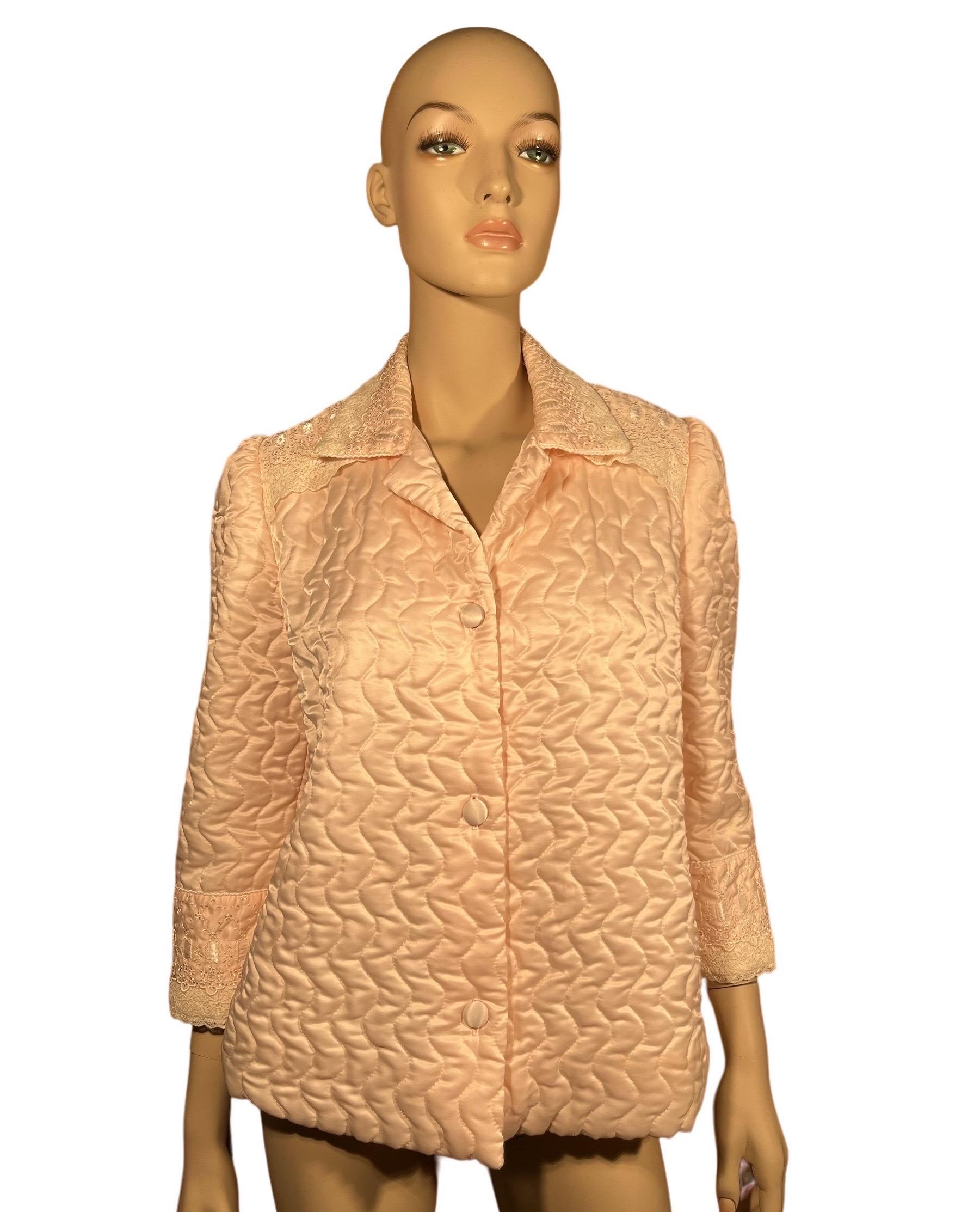 CHRISTIAN DIOR 1980's Pink Satin Bedjacket In Excellent Condition In Greenport, NY