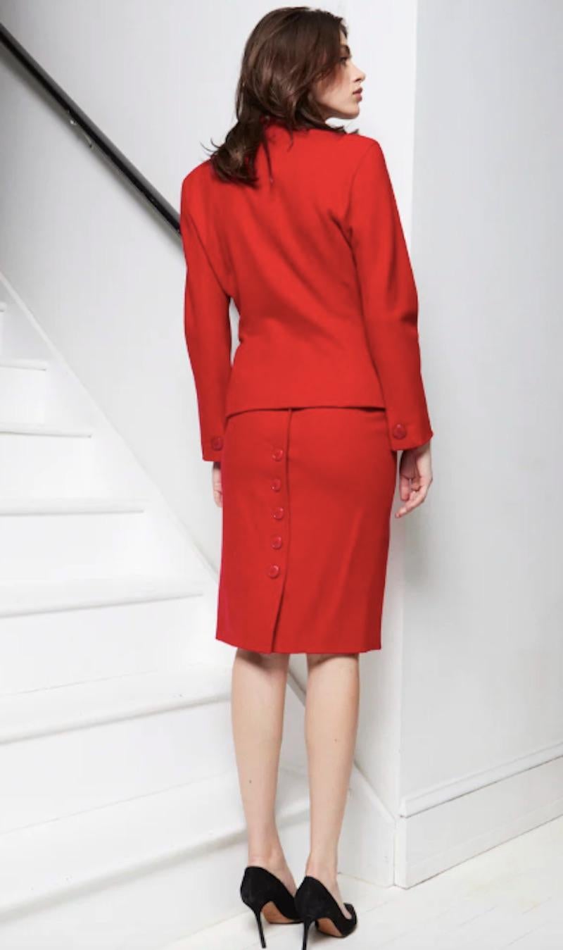 Rouge Costume en laine rouge Christian Dior 1980 en vente