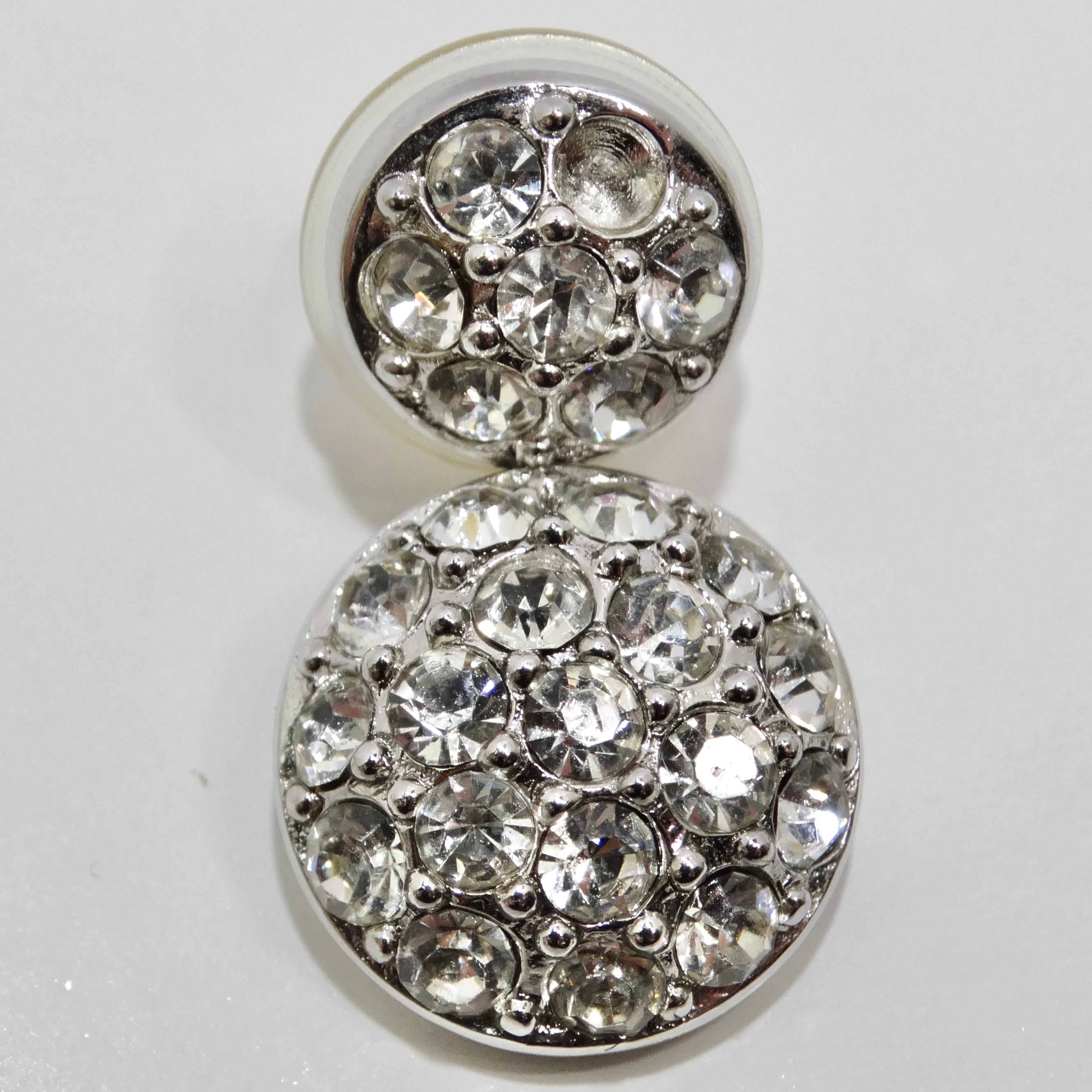 Christian Dior 1980s Rhinestone Dangle Earrings In Good Condition For Sale In Scottsdale, AZ