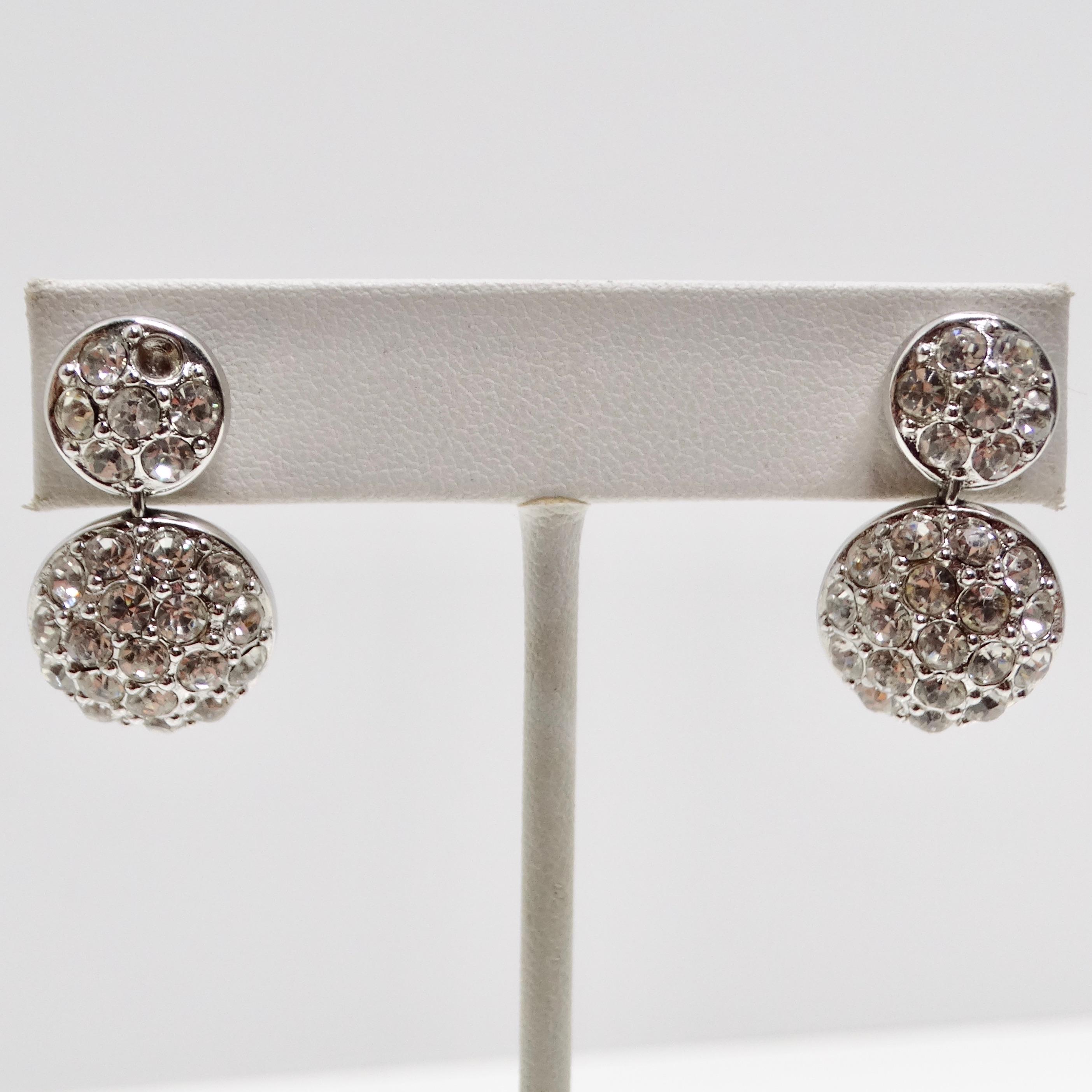 Christian Dior 1980s Rhinestone Dangle Earrings For Sale 1