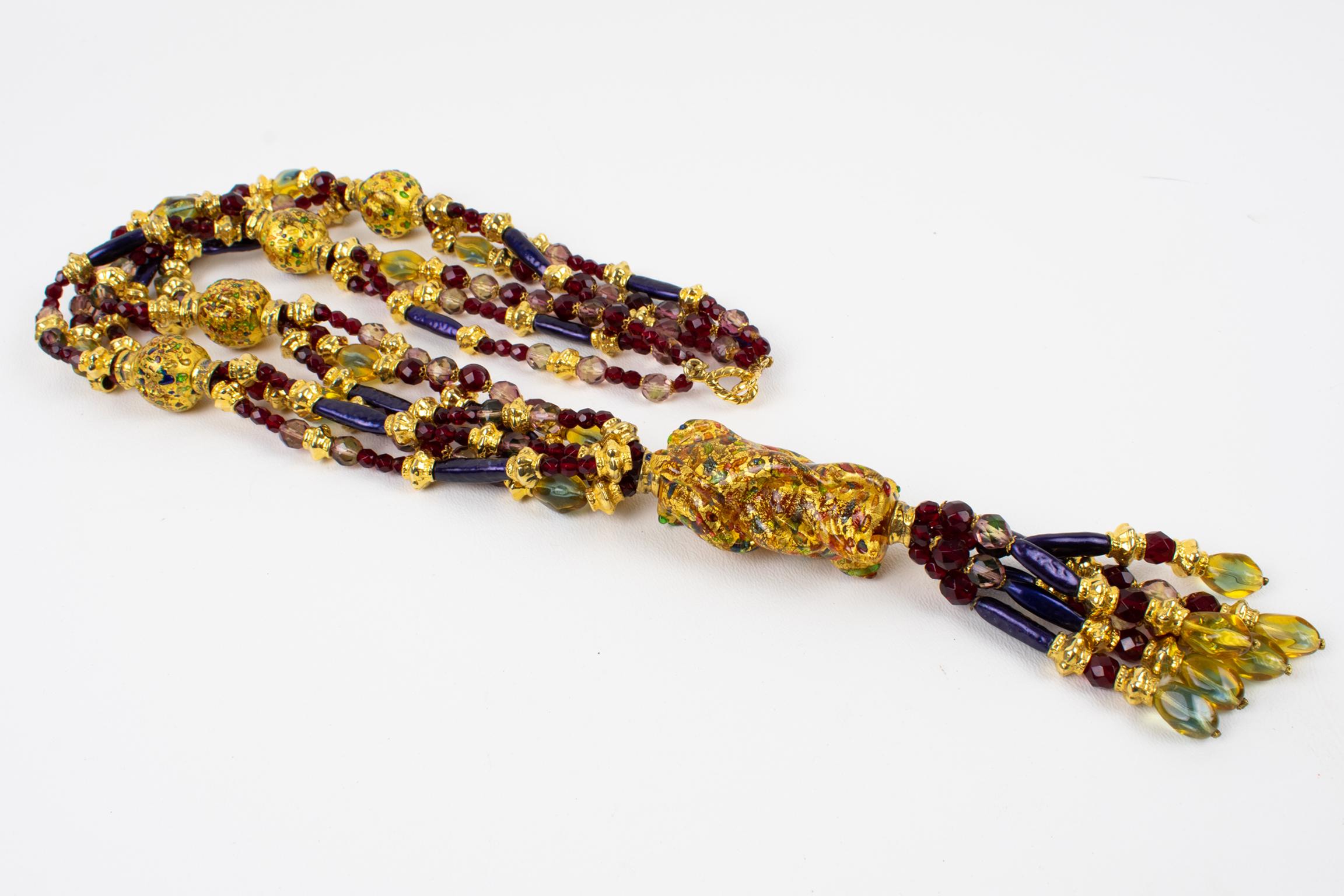 Christian Dior 1980s Runway Murano Art Glass Extra-Long Necklace For Sale 7
