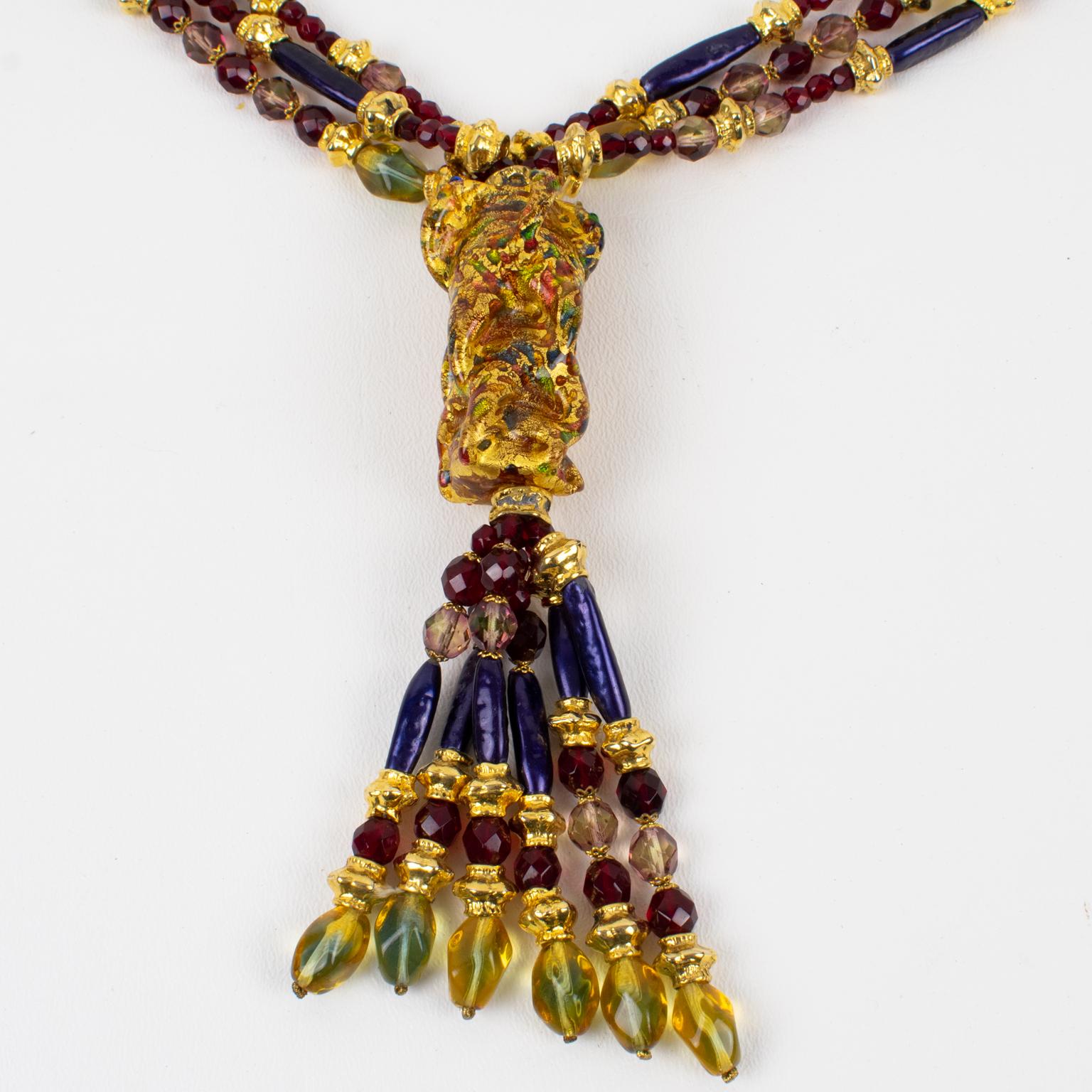 Women's or Men's Christian Dior 1980s Runway Murano Art Glass Extra-Long Necklace For Sale