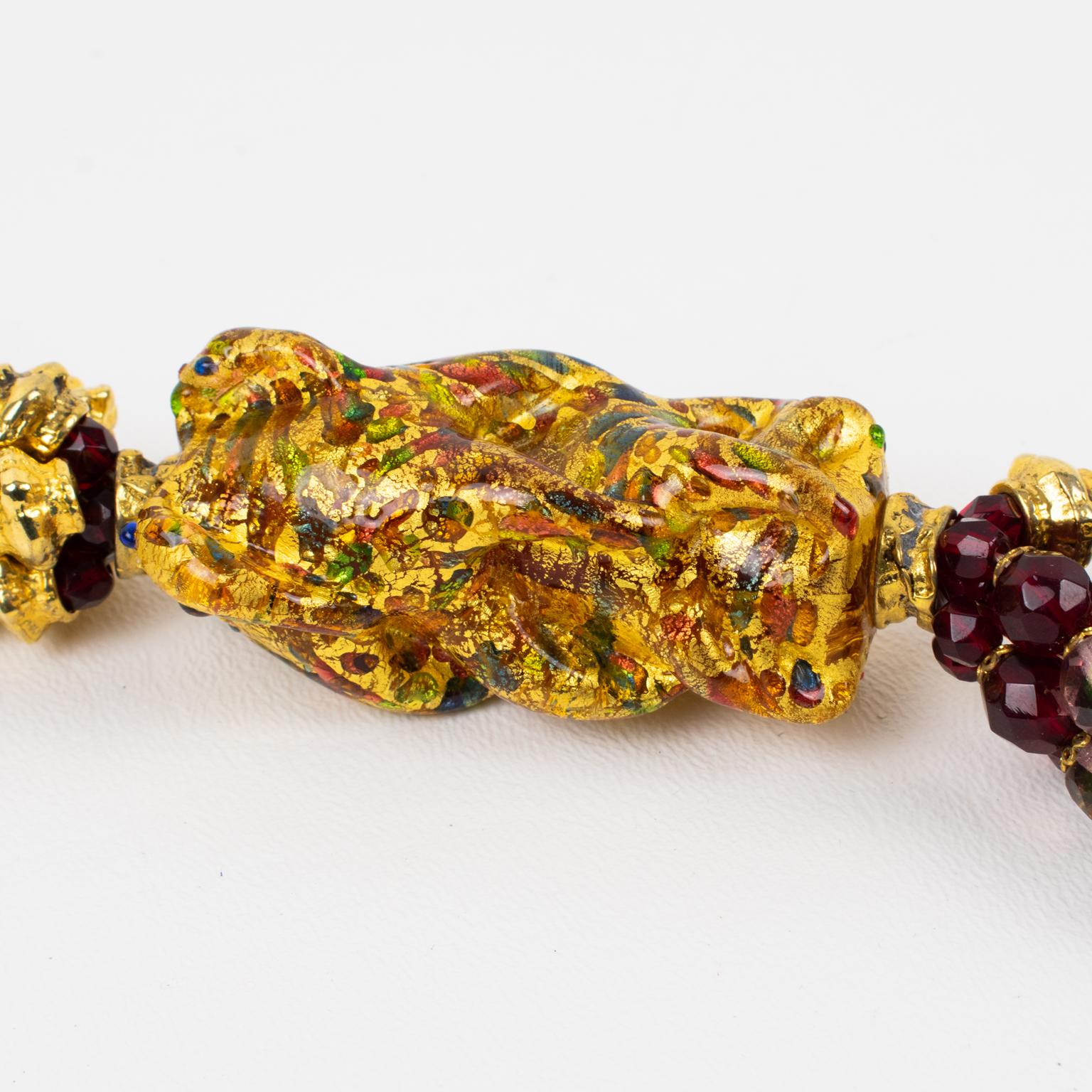 Christian Dior 1980s Runway Murano Art Glass Extra-Long Necklace For Sale 2