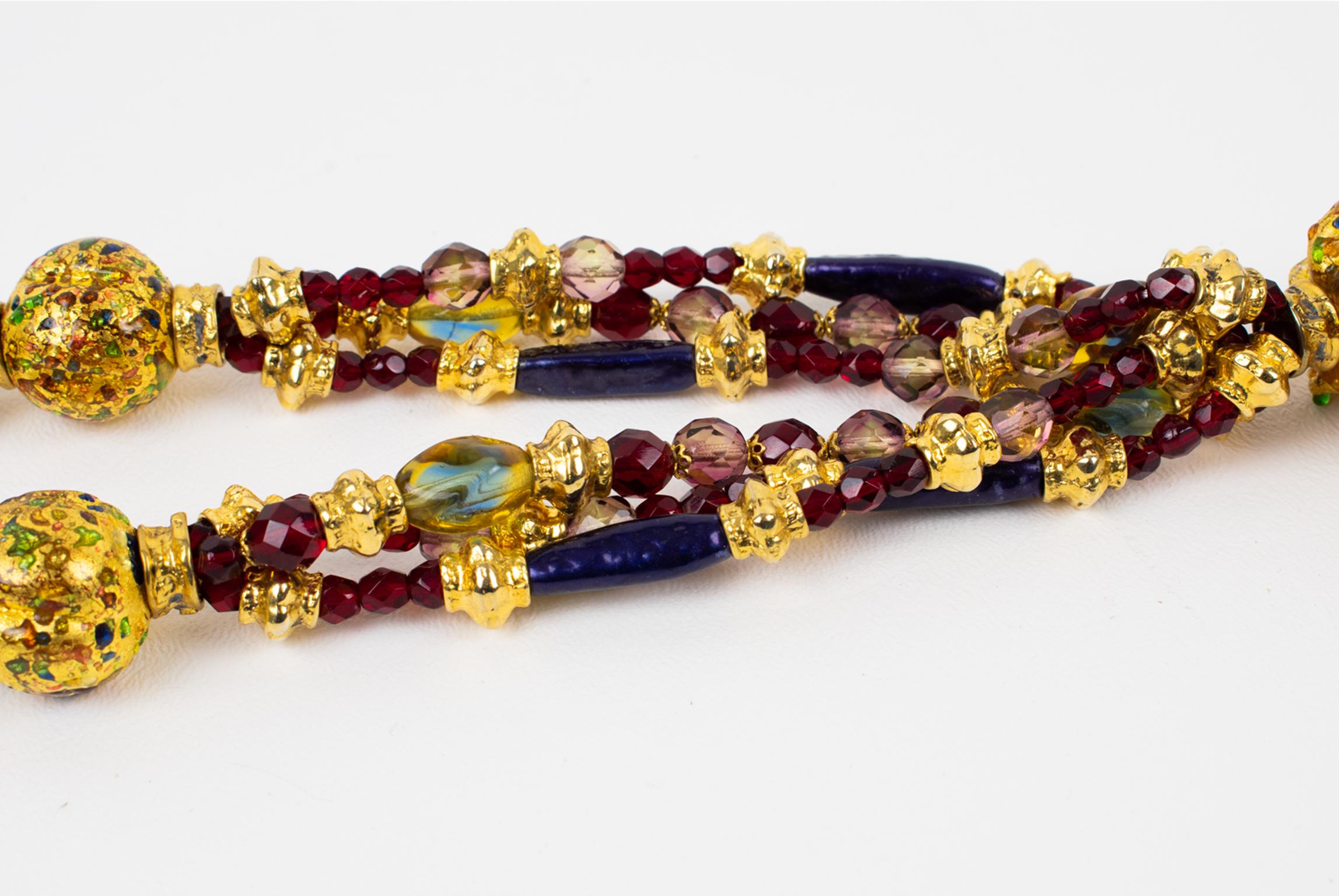 Christian Dior 1980er Jahre Laufsteg Murano-Kunstglas-Halskette Extralang im Angebot 3