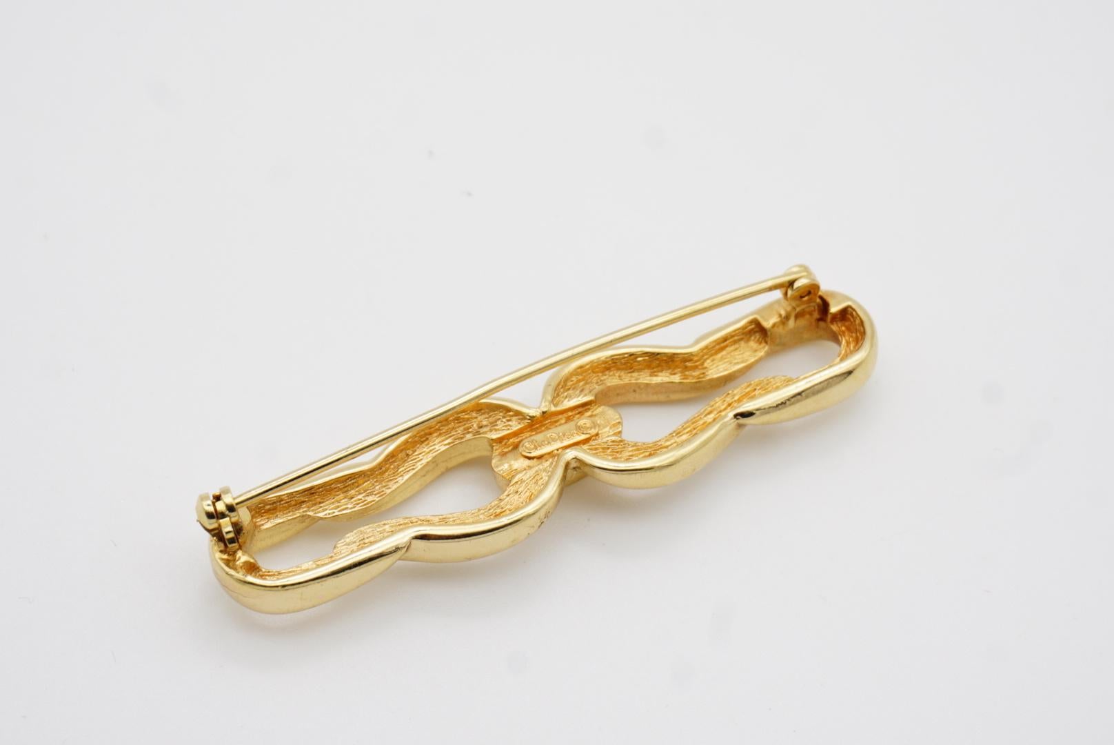 Christian Dior, broche longue symétrique à double clip et cristaux imbriqués des années 1980 en vente 5