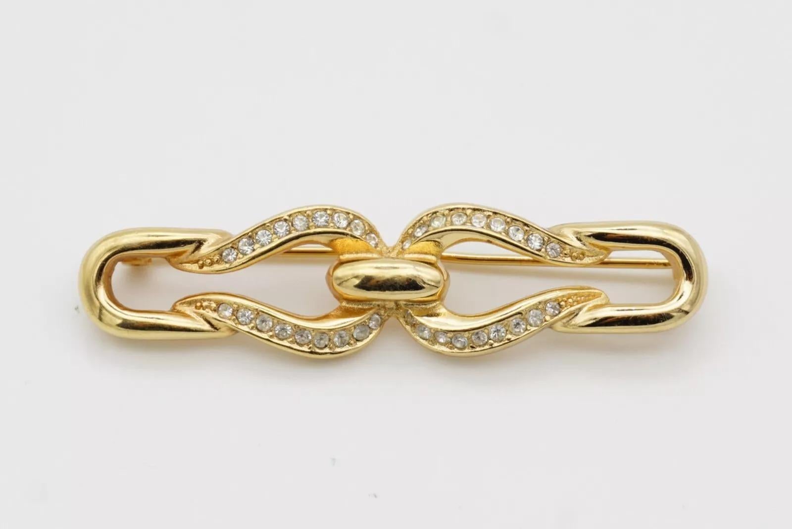 Christian Dior, broche longue symétrique à double clip et cristaux imbriqués des années 1980 en vente 7