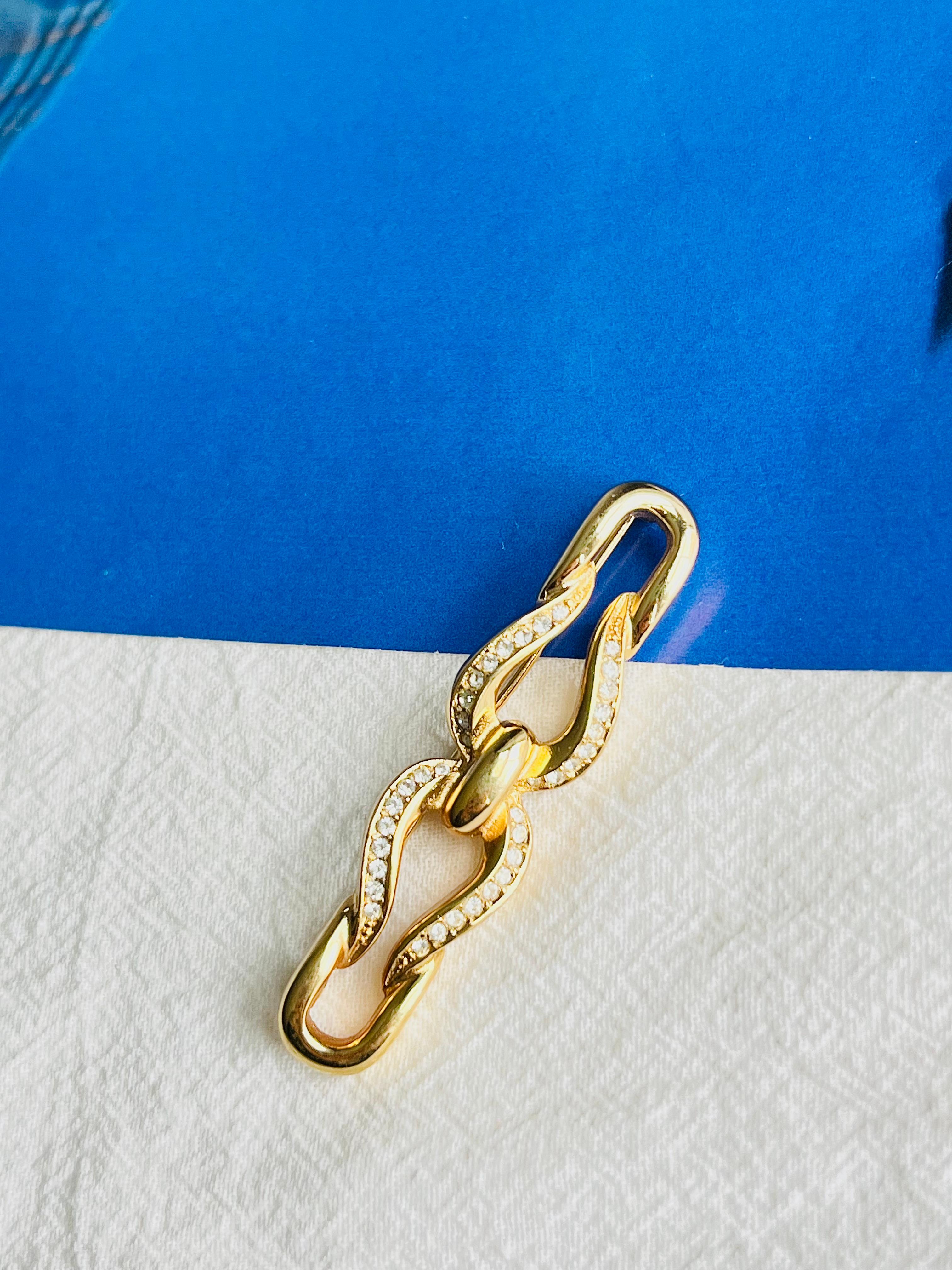 Christian Dior, broche longue symétrique à double clip et cristaux imbriqués des années 1980 Excellent état - En vente à Wokingham, England