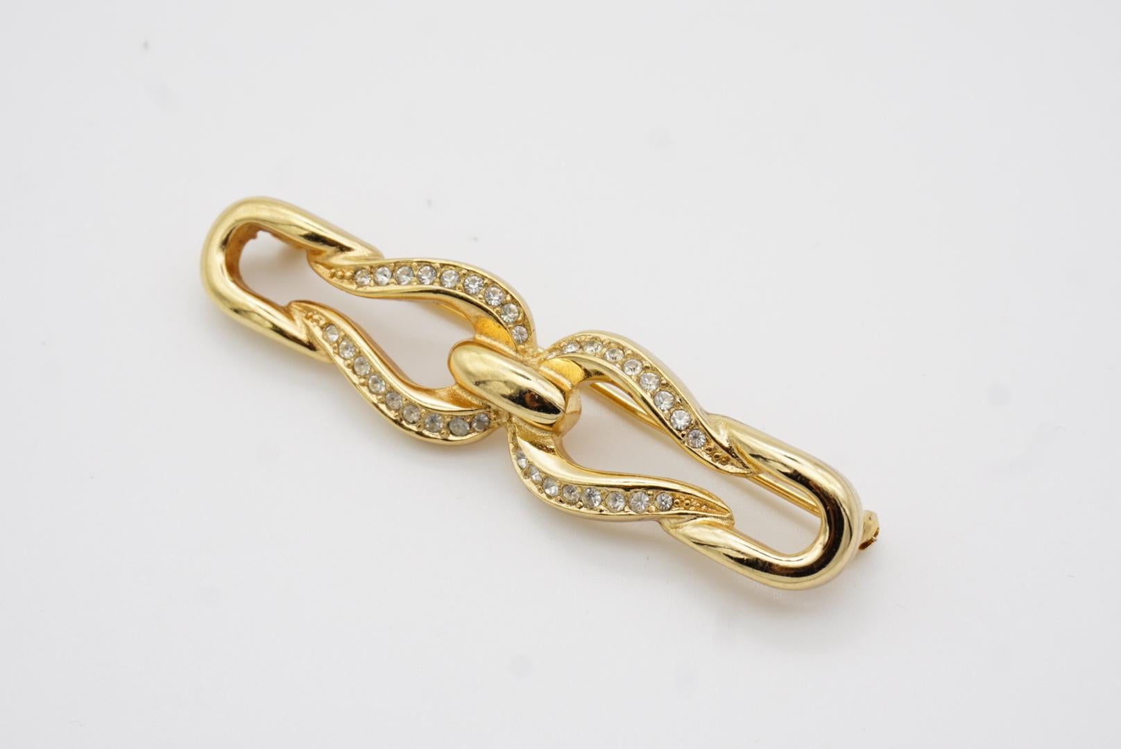 Christian Dior, broche longue symétrique à double clip et cristaux imbriqués des années 1980 en vente 3