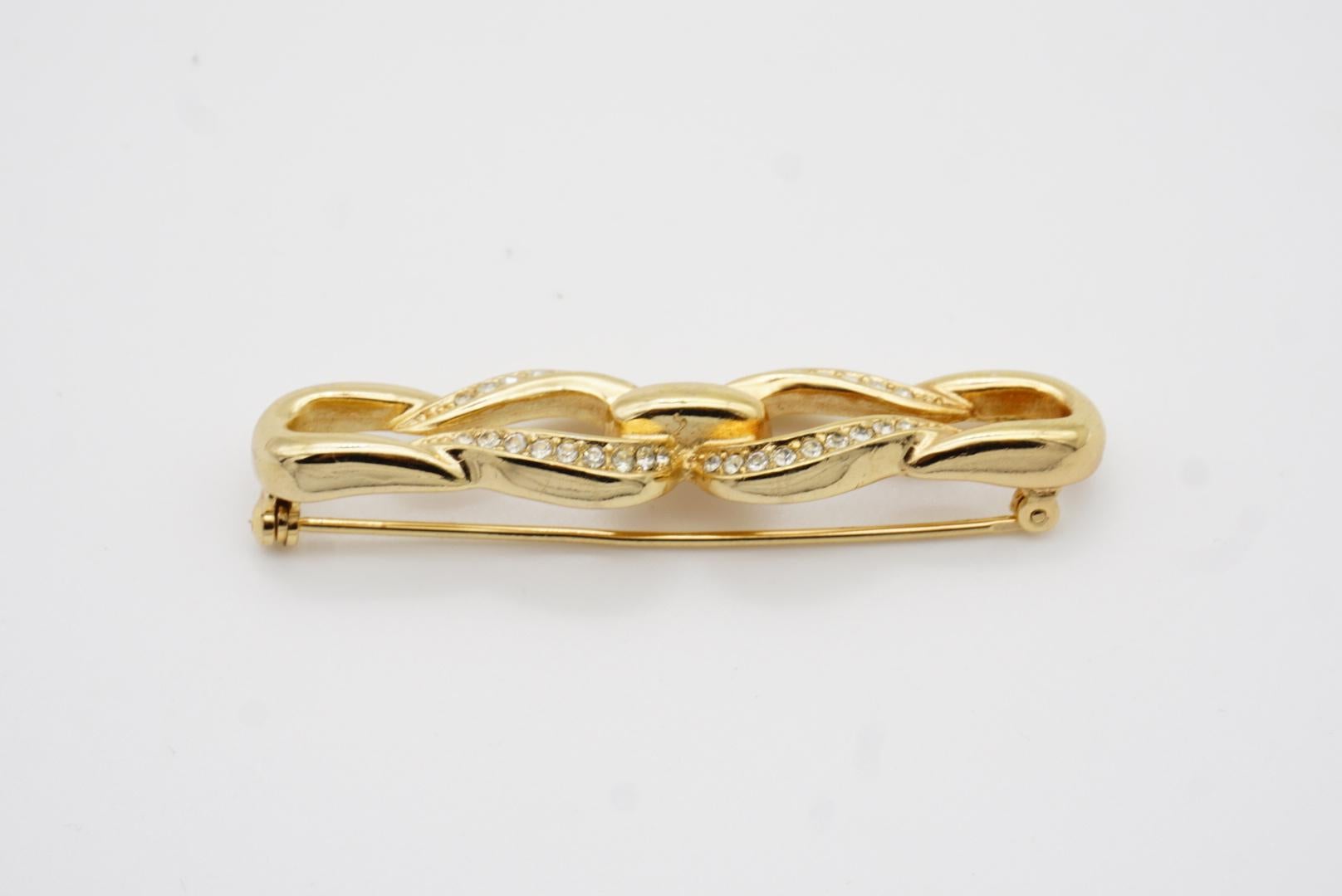 Christian Dior, broche longue symétrique à double clip et cristaux imbriqués des années 1980 en vente 4