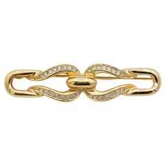 Vintage Christian Dior 1980s Symmetric Long Bar Double Clip Crystals Interlocked Brooch