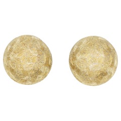 Christian Dior 1980s Texture Extra Large Circle Round Dome Chunky Clip Earrings