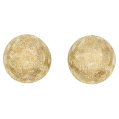 Christian Dior 1980s Texture Extra Large Circle Round Dome Chunky Clip Earrings
