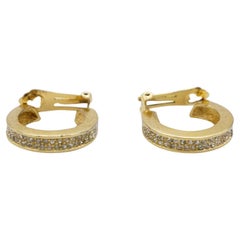 Christian Dior 1980er Jahre Vintage Kreis Double Crystals Huggie Hoop Clip-Ohrringe, Vintage