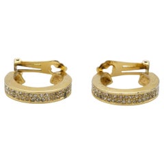 Christian Dior 1980 Vintage Orecchini a cerchio con doppi cristalli Huggie Hoop Clip