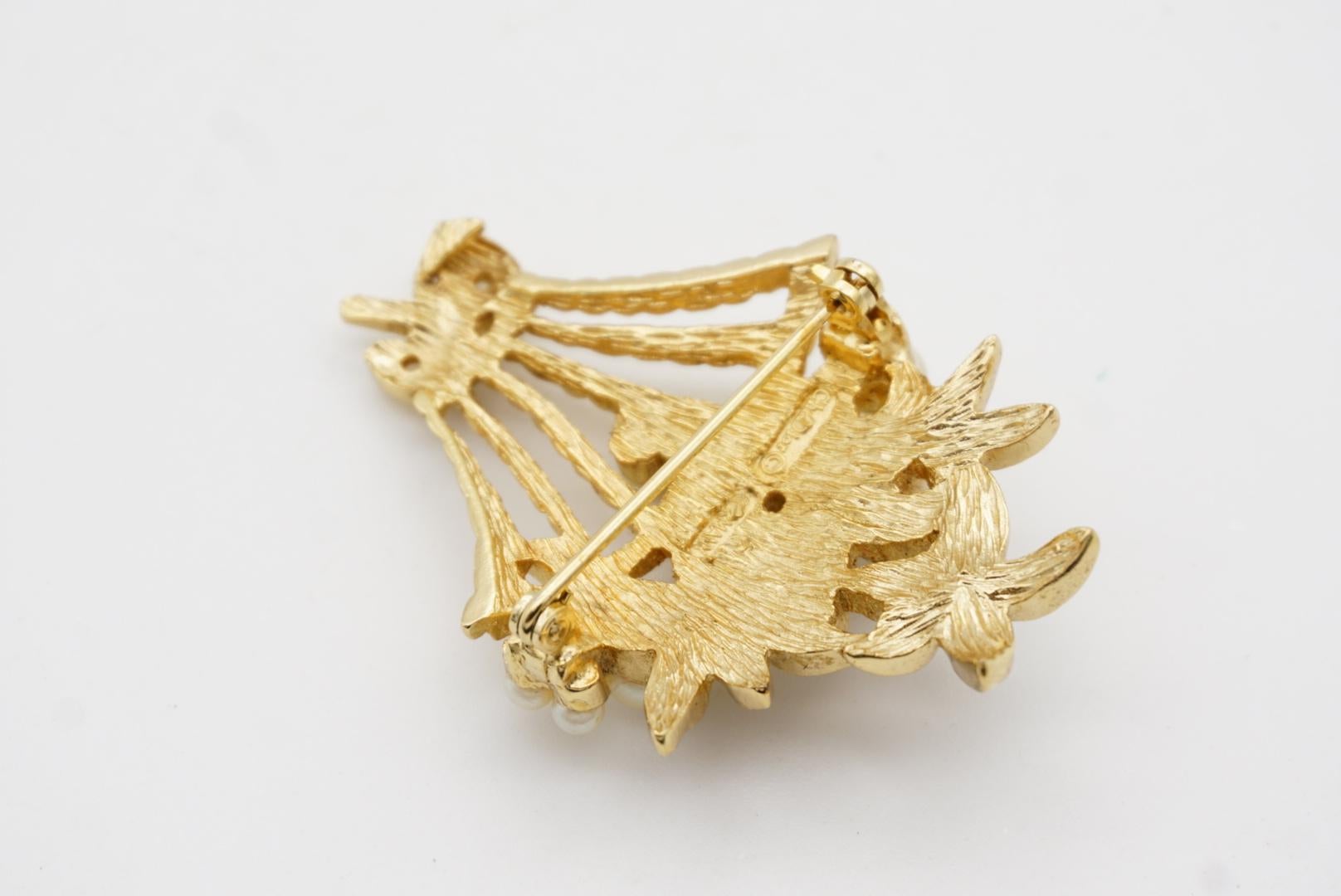 Christian Dior 1980s Vintage Flower Basket Pearls Bouquet Bow