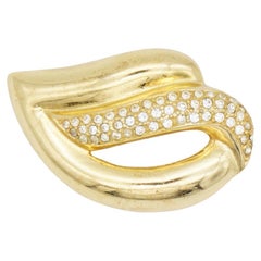 Christian Dior 1980 Vintage Glow Leaf Wing Eye Crystals Openwork Chunky Brooch