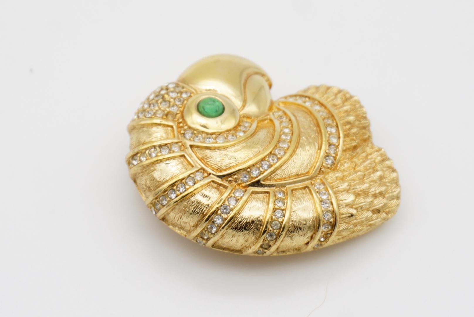 Christian Dior 1980s Vintage Gripoix Emerald Eye Parrot Bird Head Crystal Brooch 6
