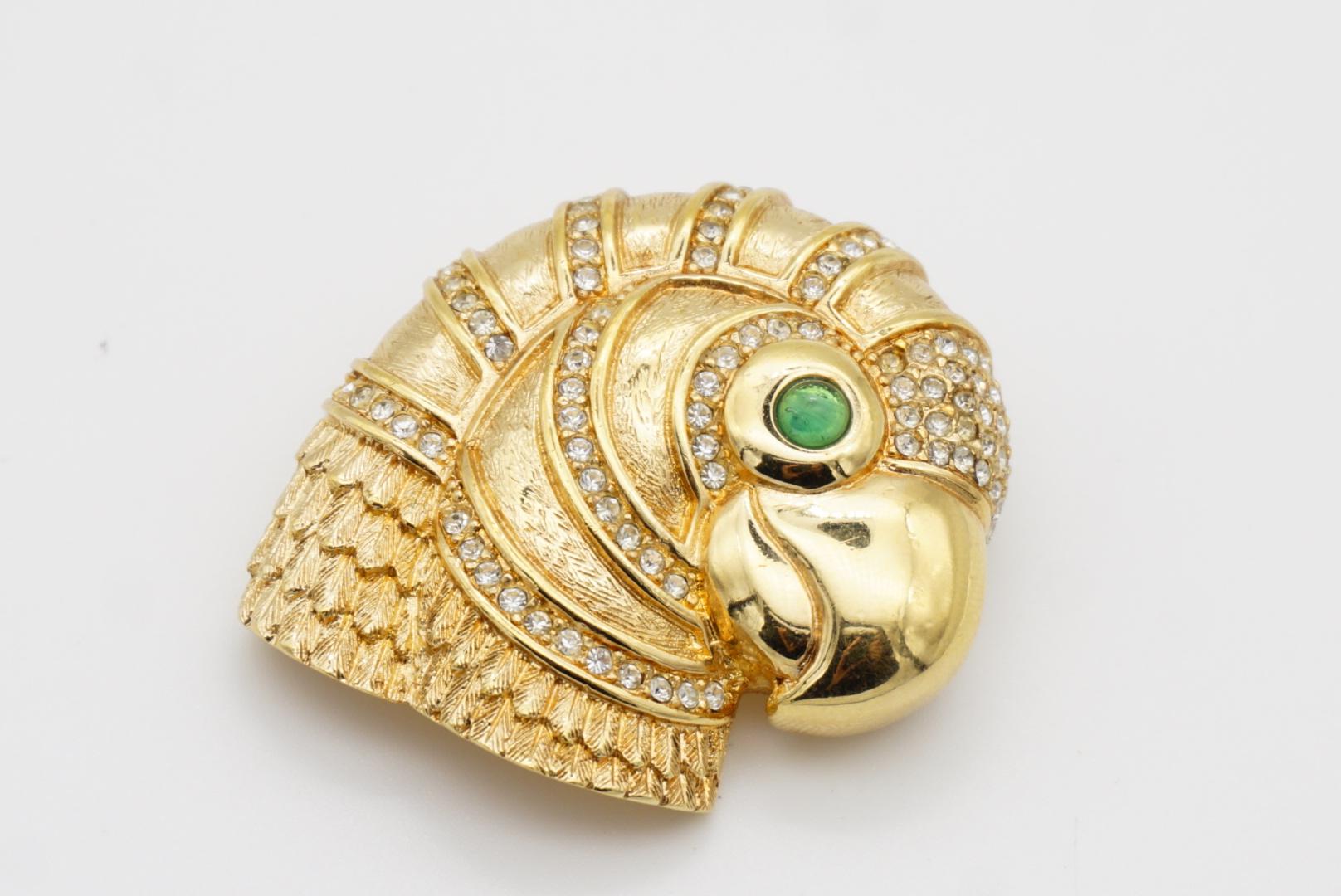 Christian Dior 1980s Vintage Gripoix Emerald Eye Parrot Bird Head Crystal Brooch 4