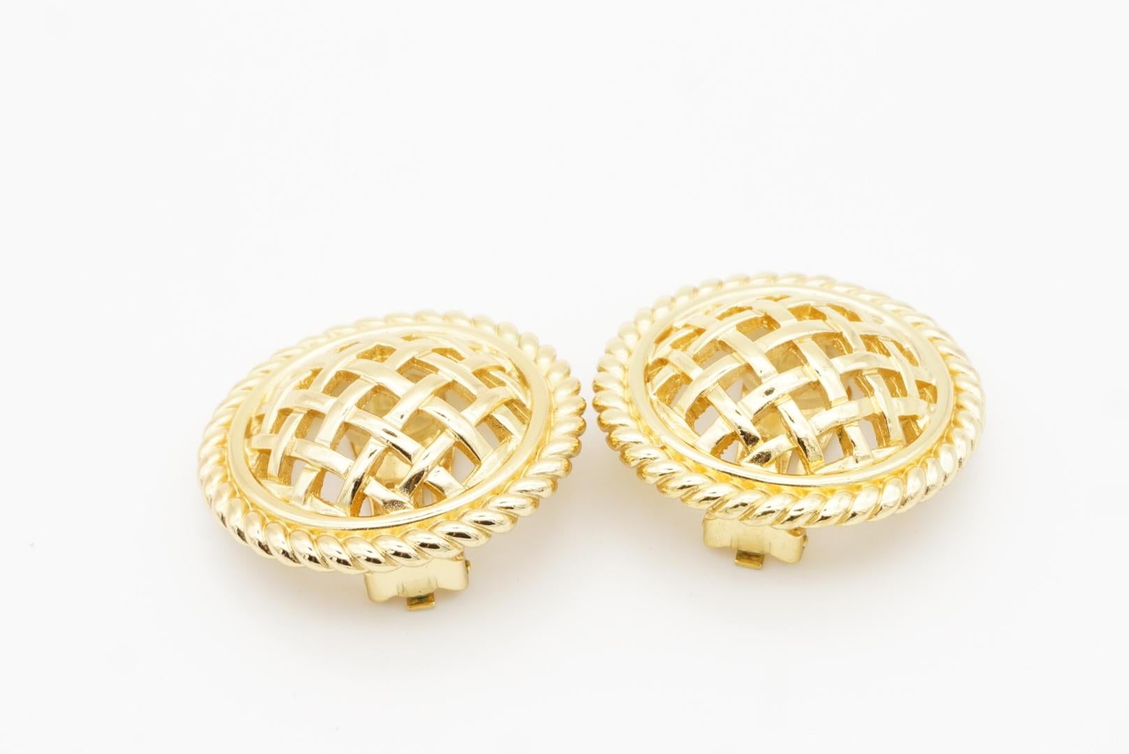 Christian Dior 1980s Vintage Large 3D Circle Openwork Mesh Statement Earrings For Sale 5