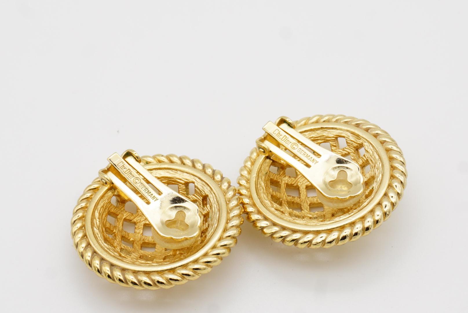 Christian Dior 1980s Vintage Large 3D Circle Openwork Mesh Statement Earrings For Sale 6