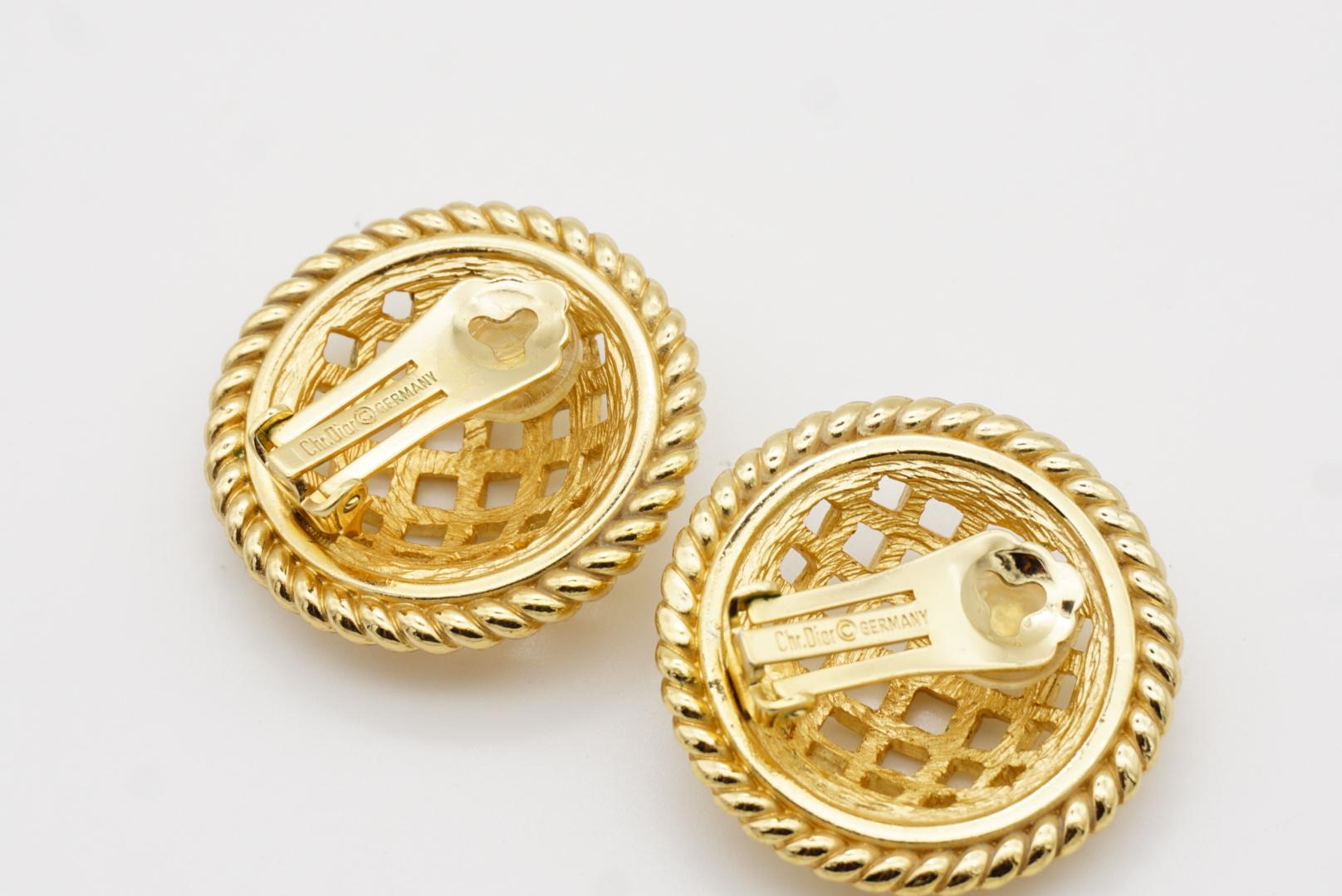 Christian Dior 1980s Vintage Large 3D Circle Openwork Mesh Statement Earrings For Sale 7