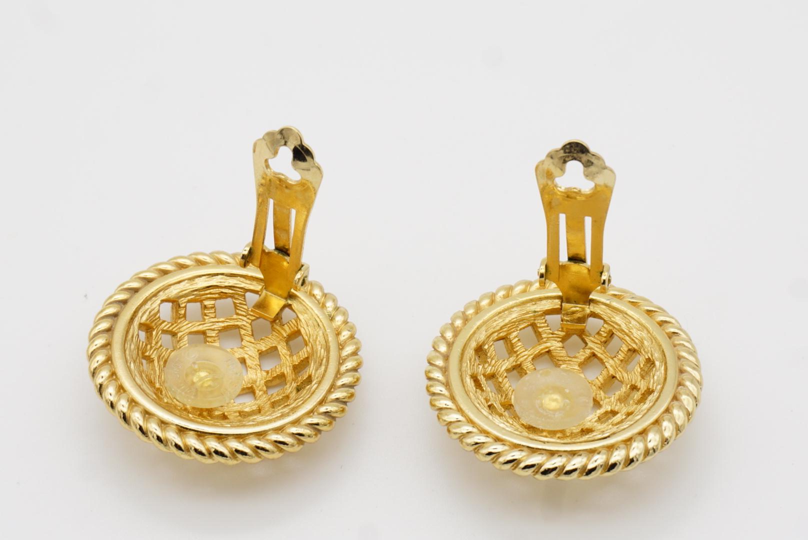 Christian Dior 1980s Vintage Large 3D Circle Openwork Mesh Statement Earrings For Sale 8