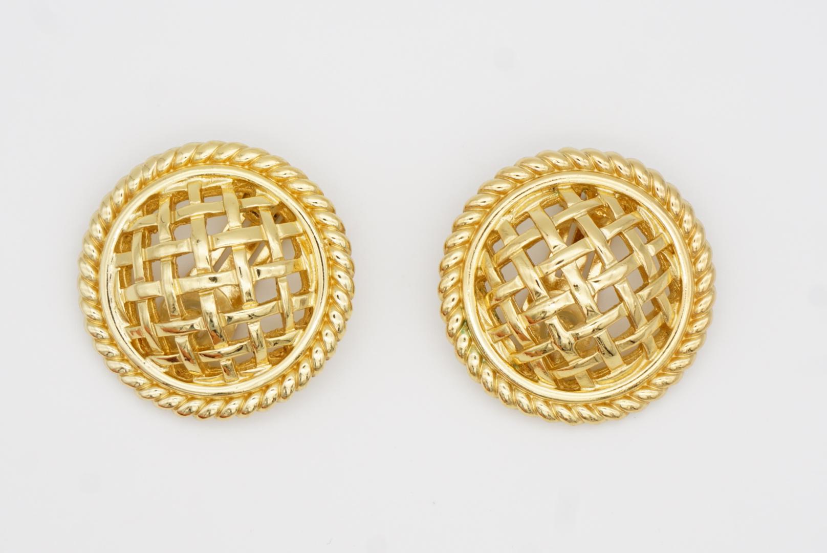 Christian Dior 1980s Vintage Large 3D Circle Openwork Mesh Statement Earrings For Sale 4