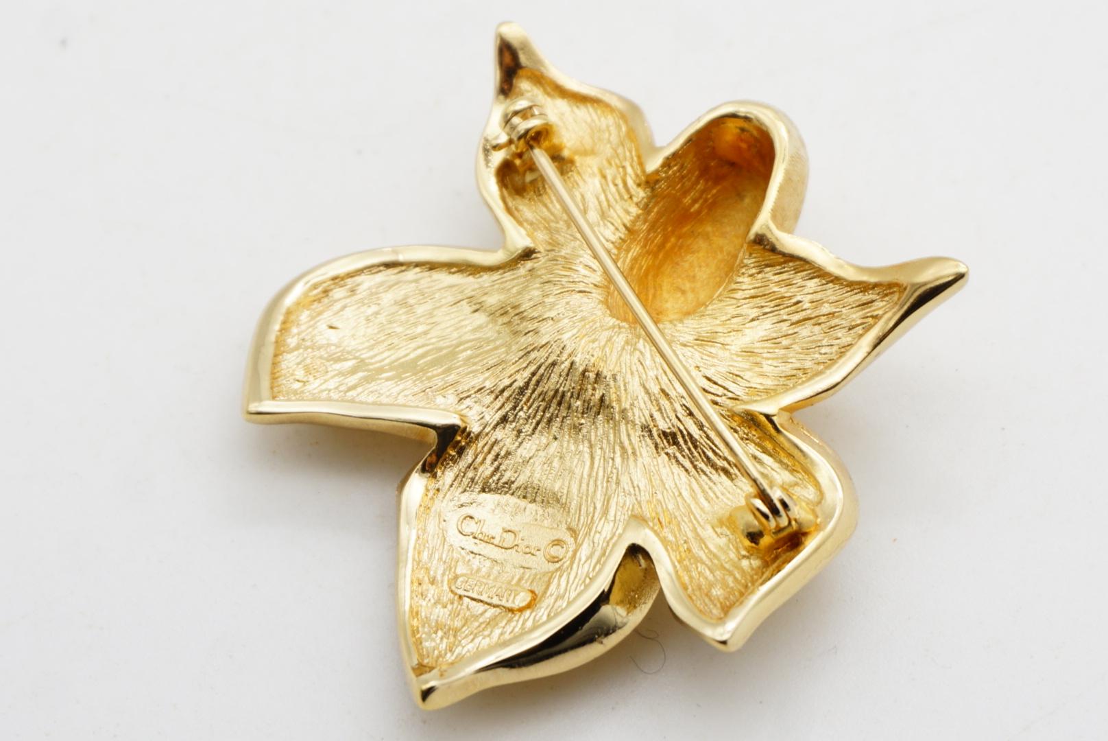 Christian Dior 1980s Vintage Large Blossom Orchid Leaf Flower