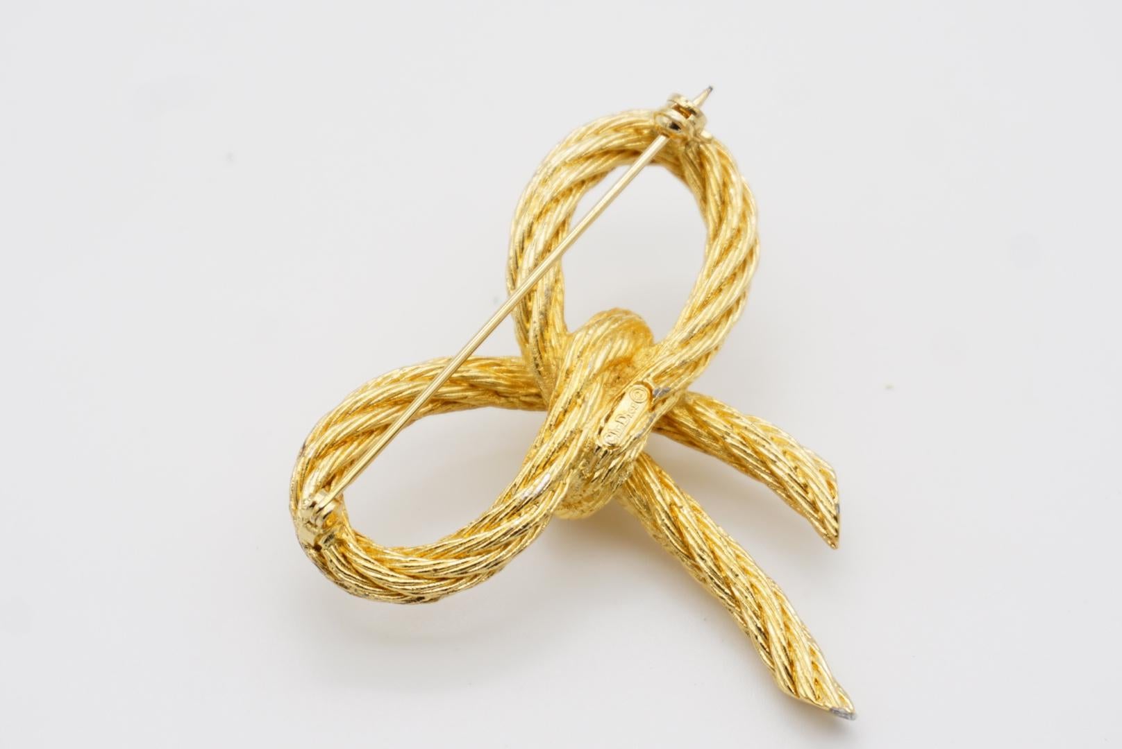 Christian Dior 1980s Vintage Large Modernist Twist Rope Knot Bow Ribbon Brooch For Sale 5