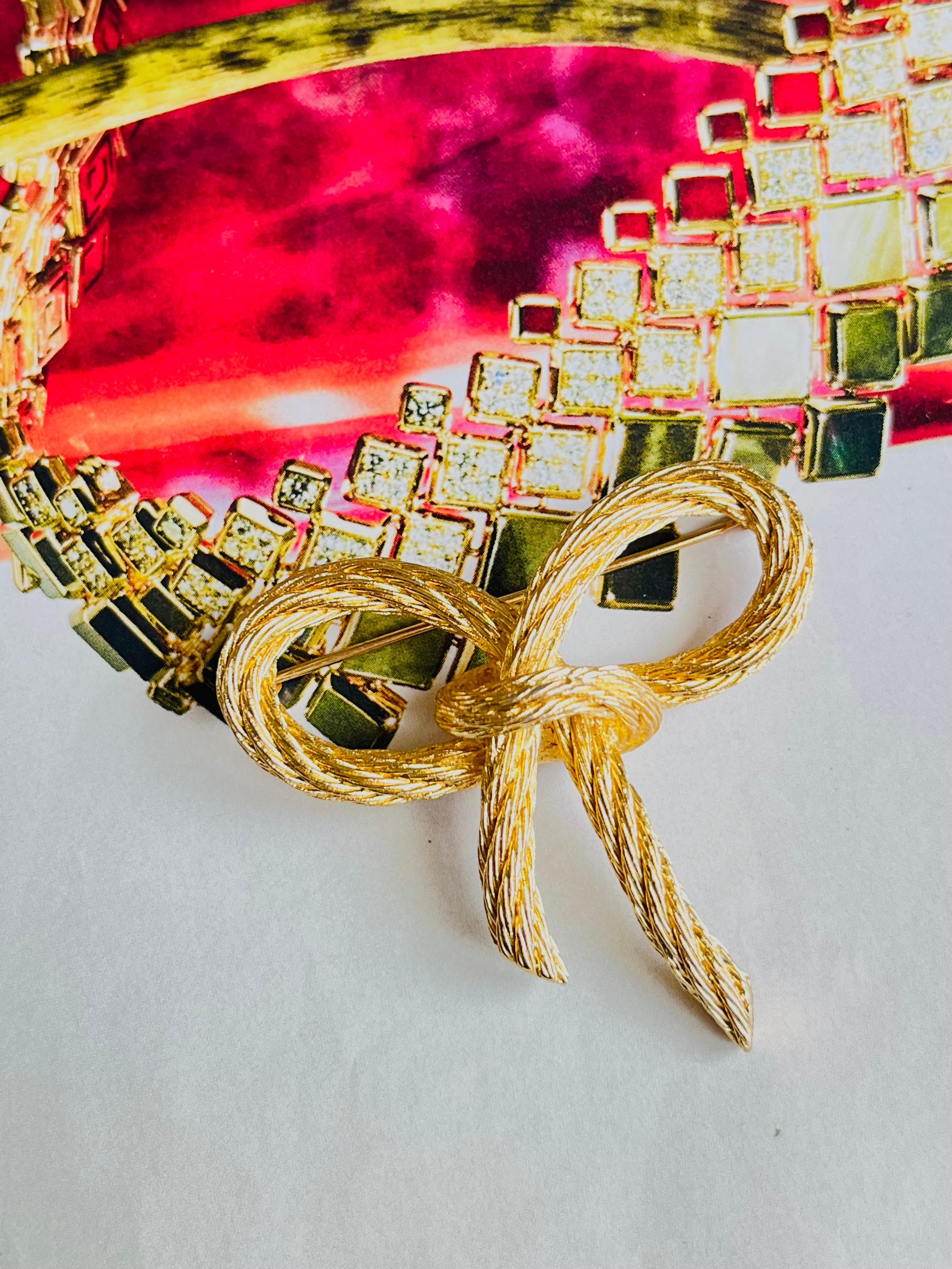 Art Deco Christian Dior 1980s Vintage Large Modernist Twist Rope Knot Bow Ribbon Brooch For Sale
