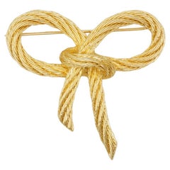 Christian Dior 1980s Vintage Large Modernist Twist Rope Knot Bow Ribbon Brooch