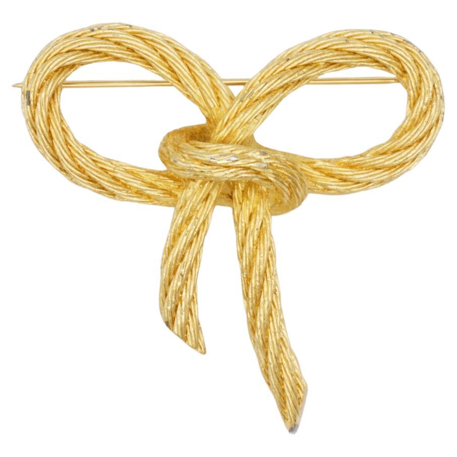 Christian Dior 1980s Vintage Large Modernist Twist Rope Knot Bow Ribbon Brooch For Sale