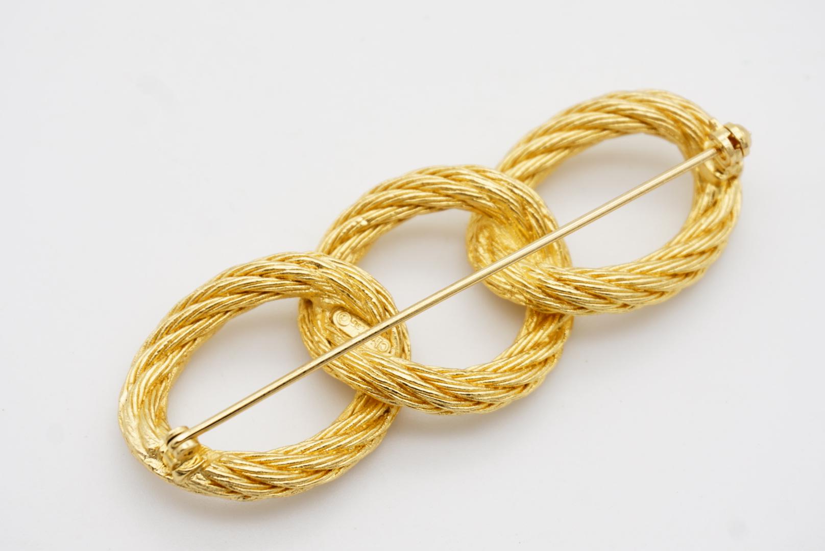 Christian Dior 1980s Vintage Large Trio Oval Interlocked Rope Twist Knot Brooch For Sale 7