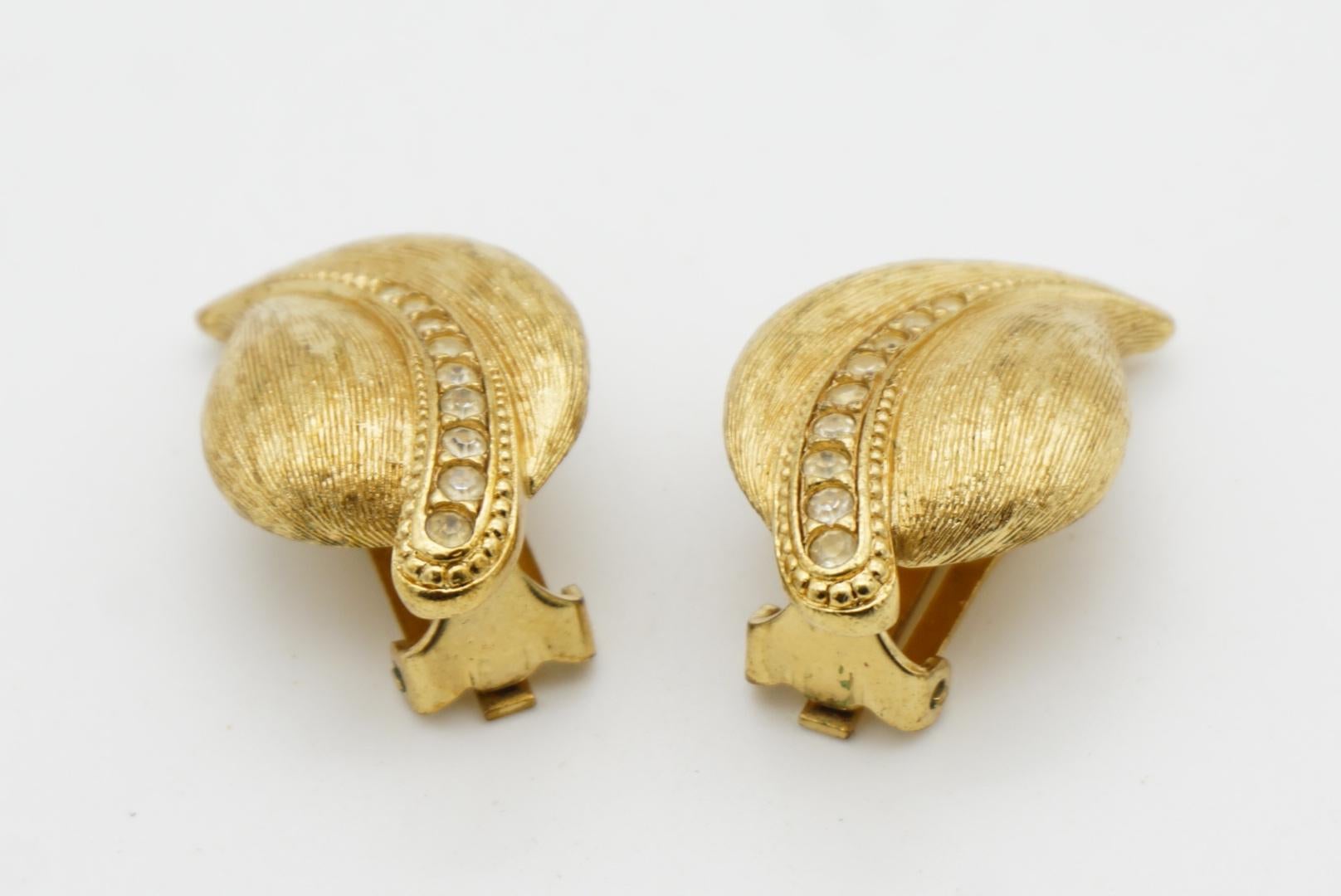 Christian Dior 1980s Vintage Large Vivid Wavy Leaf Row Crystals Chunky Earrings For Sale 8