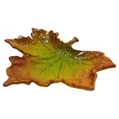 Christian Dior 1980s Vintage Leaf Shaped Green Ceramic Decorative Bowl