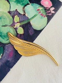 Christian Dior 1980s Vintage Massive Vivid Feather Leaf Chunky Statement Brooch