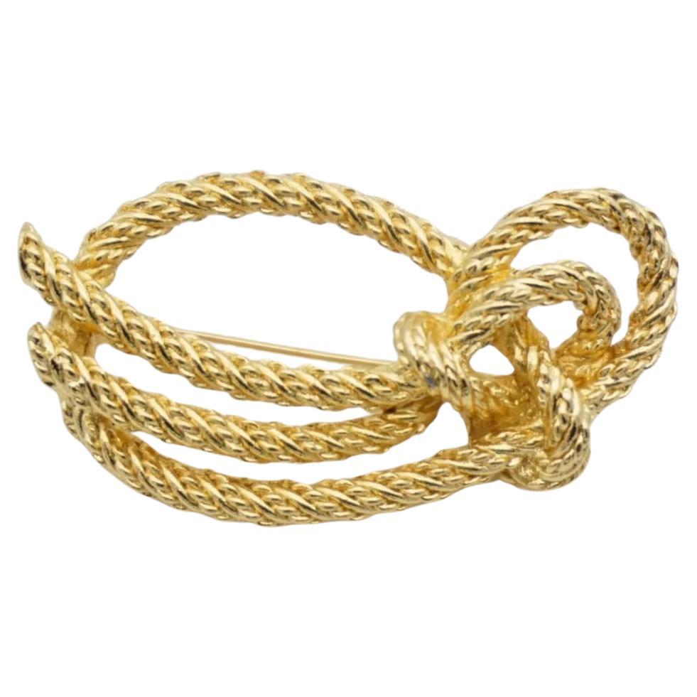 Christian Dior Modernistische Goldbrosche mit ovaler Schleife und goldener Schleife, 1980er Jahre