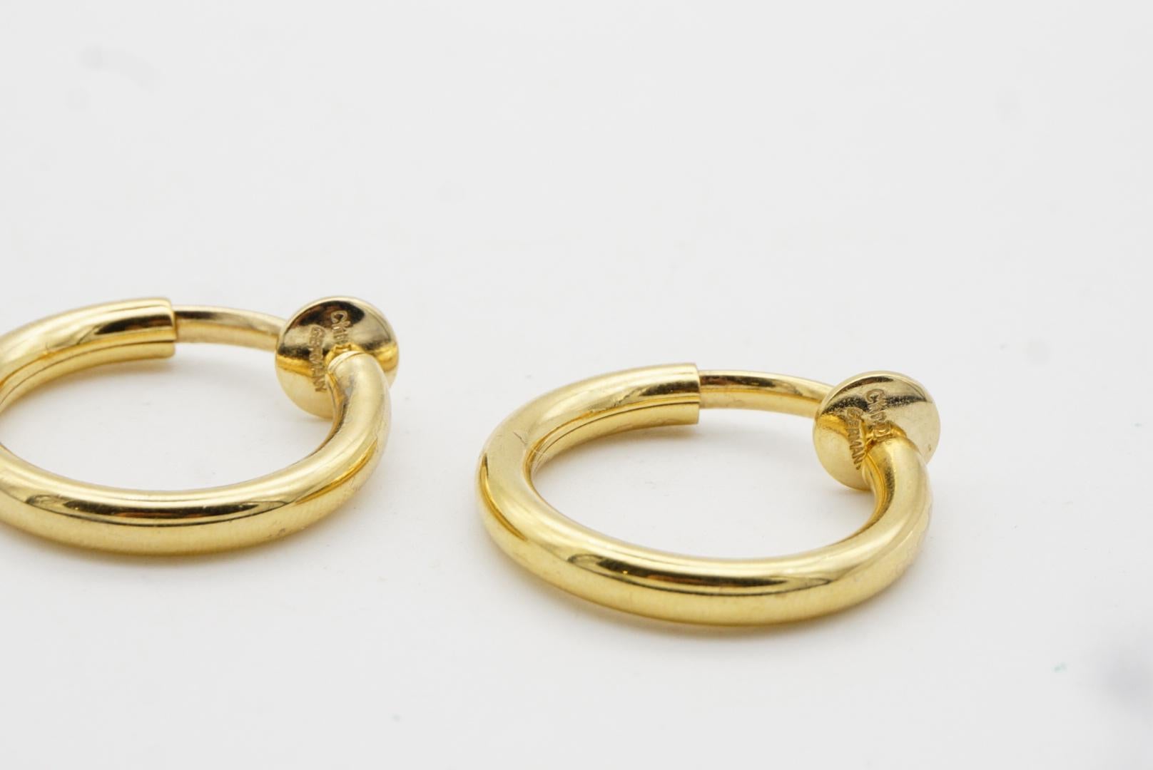 Christian Dior 1980s Vintage Round Circle Glow Huggie Hoop Modernist Earrings 5