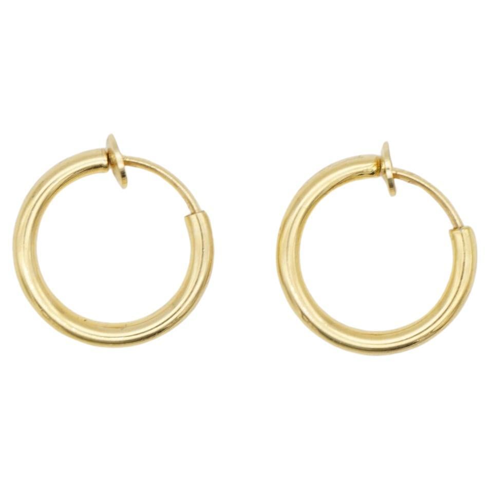 Christian Dior 1980s Vintage Round Circle Glow Hoop Modernist Clip On Earrings
