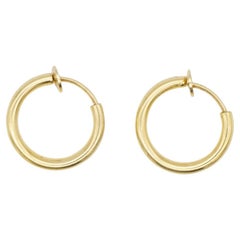 Christian Dior 1980s Vintage Round Circle Glow Huggie Hoop Modernist Earrings