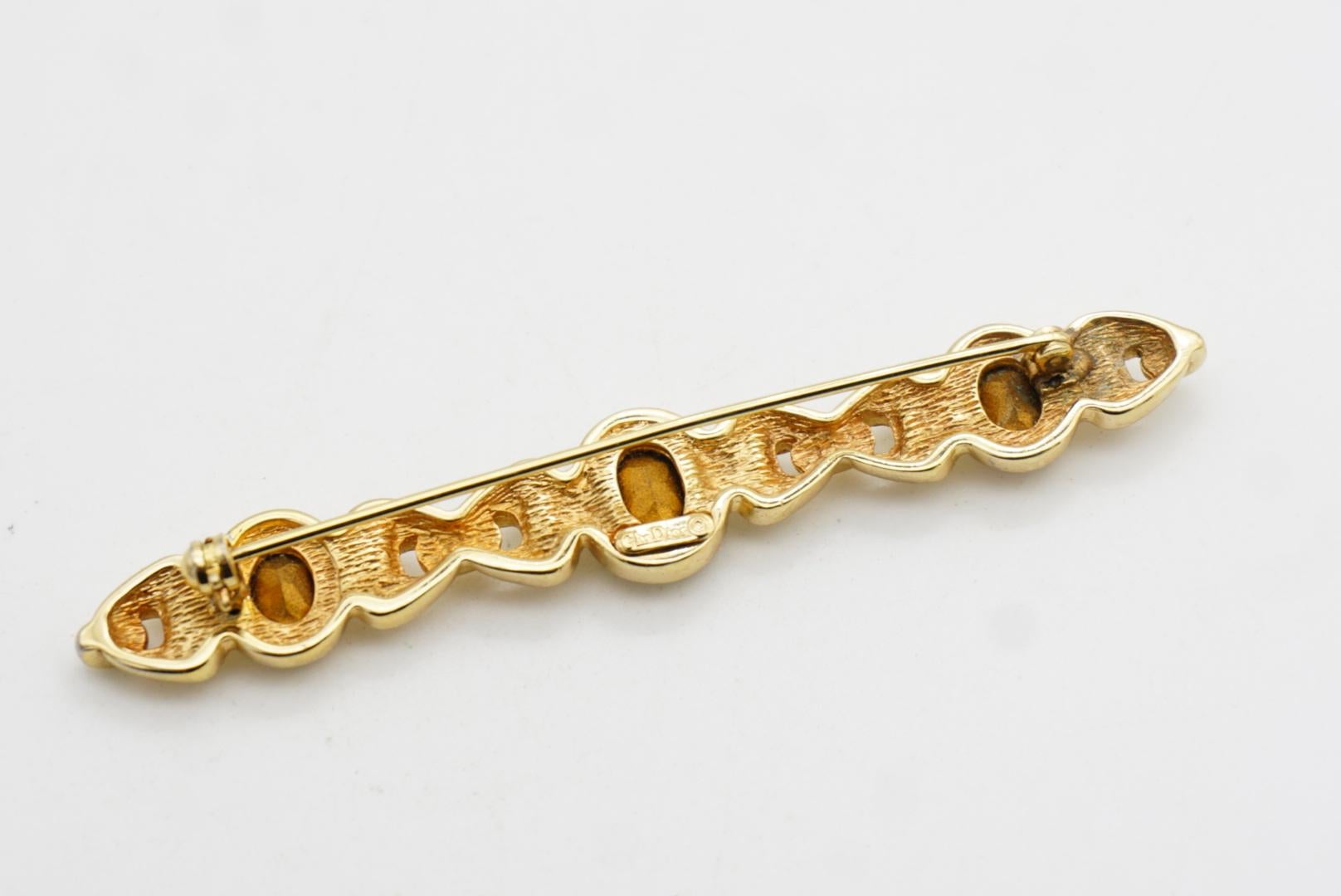Christian Dior Años 80 Vintage Zafiro Amatista Cristales Ovalados Broche Entrelazado en venta 5