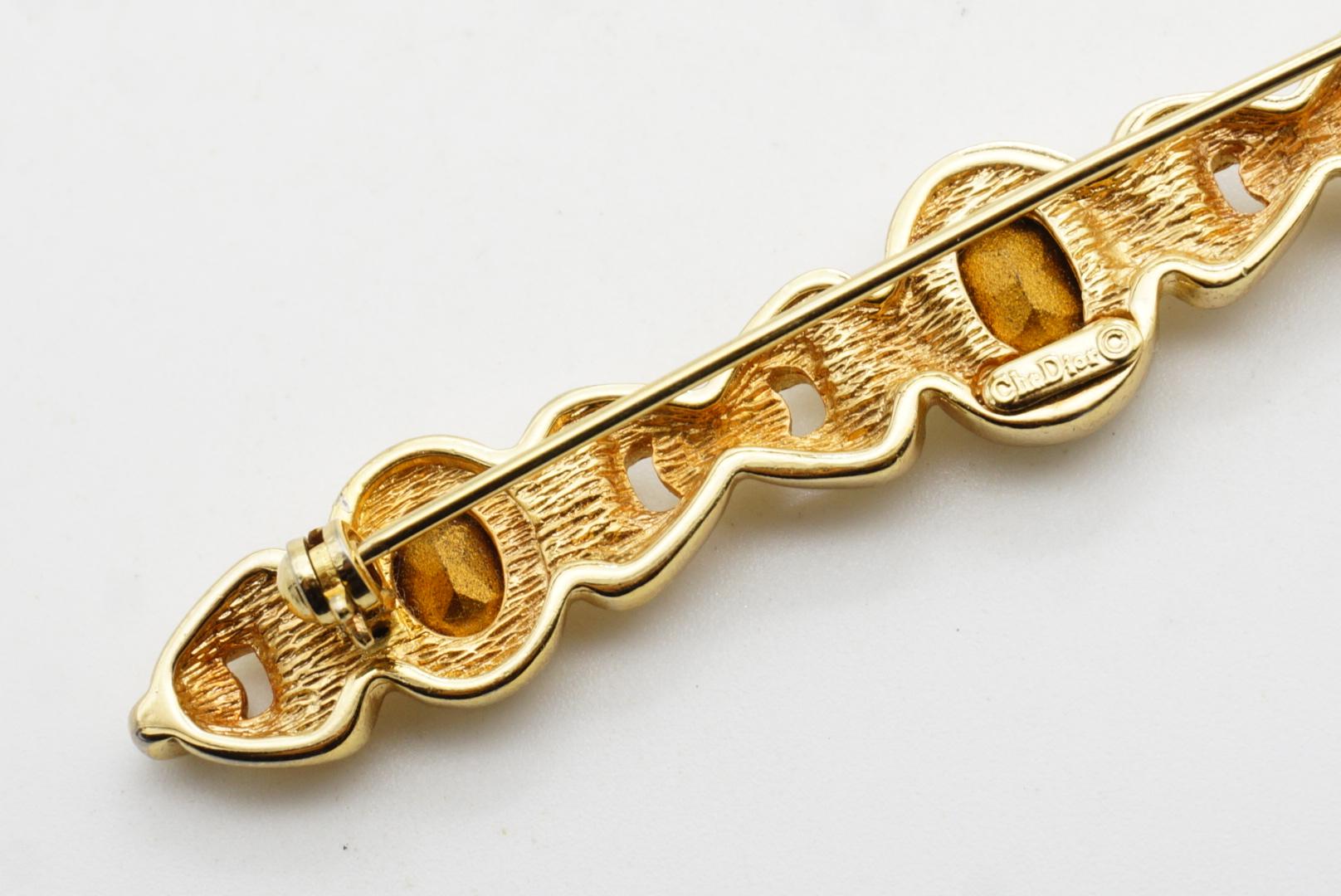 Christian Dior Años 80 Vintage Zafiro Amatista Cristales Ovalados Broche Entrelazado en venta 8