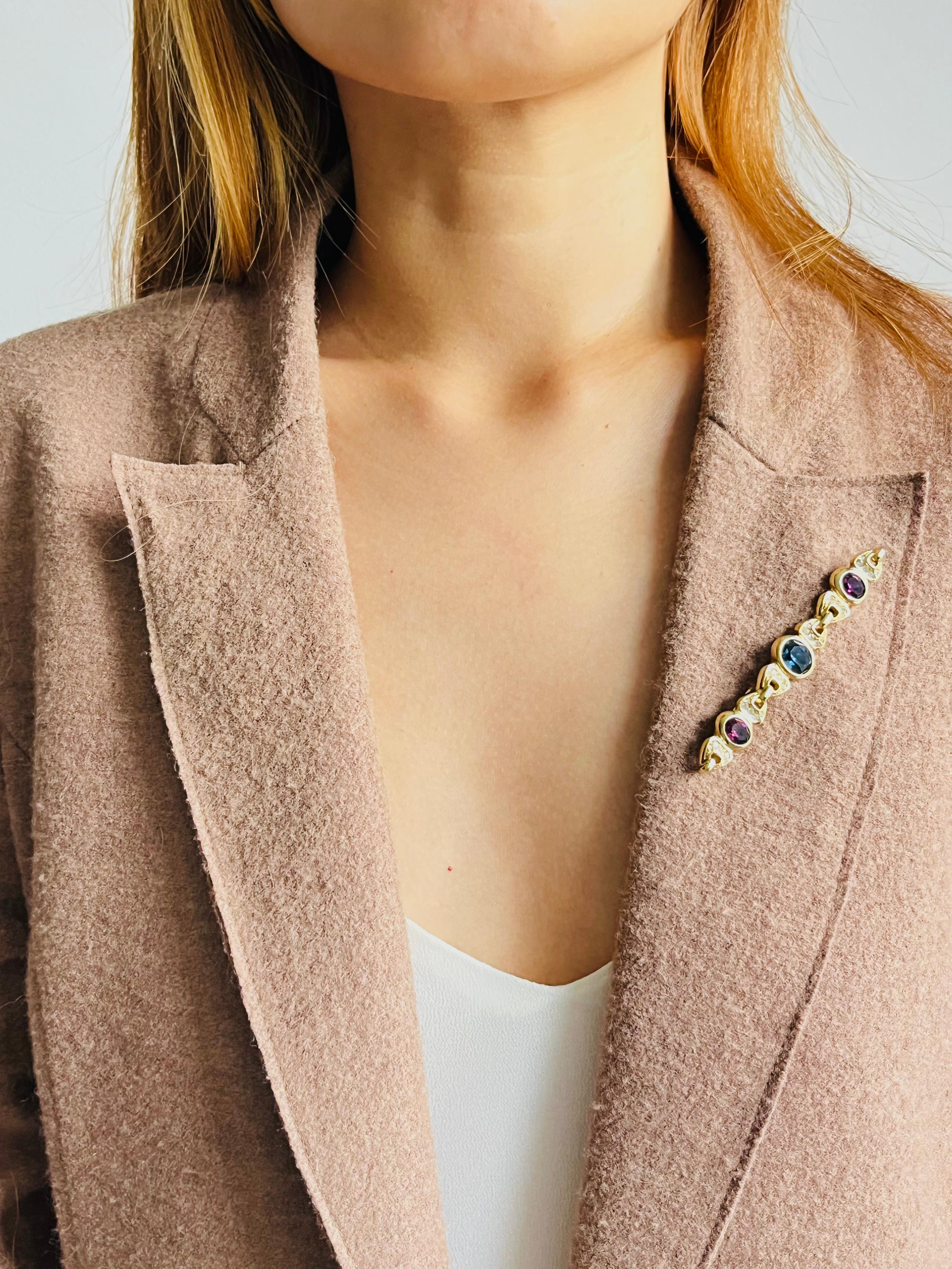 Femenino o masculino Christian Dior Años 80 Vintage Zafiro Amatista Cristales Ovalados Broche Entrelazado en venta