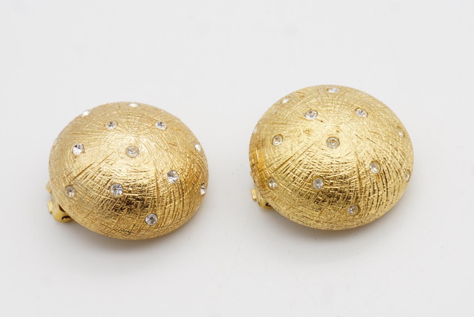 Christian Dior Años 80 Vintage Pendientes Cúpula Grandes Cristales Redondos Estrellas Texturizados en venta 5