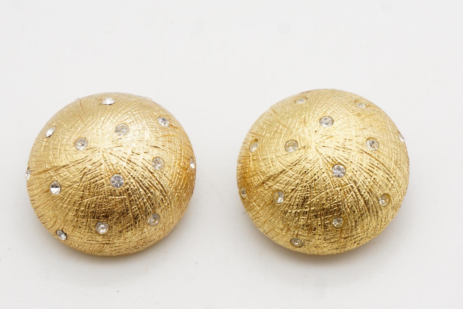 Christian Dior Años 80 Vintage Pendientes Cúpula Grandes Cristales Redondos Estrellas Texturizados en venta 3