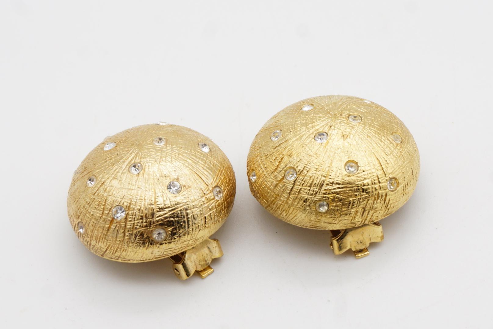 Christian Dior Años 80 Vintage Pendientes Cúpula Grandes Cristales Redondos Estrellas Texturizados en venta 4