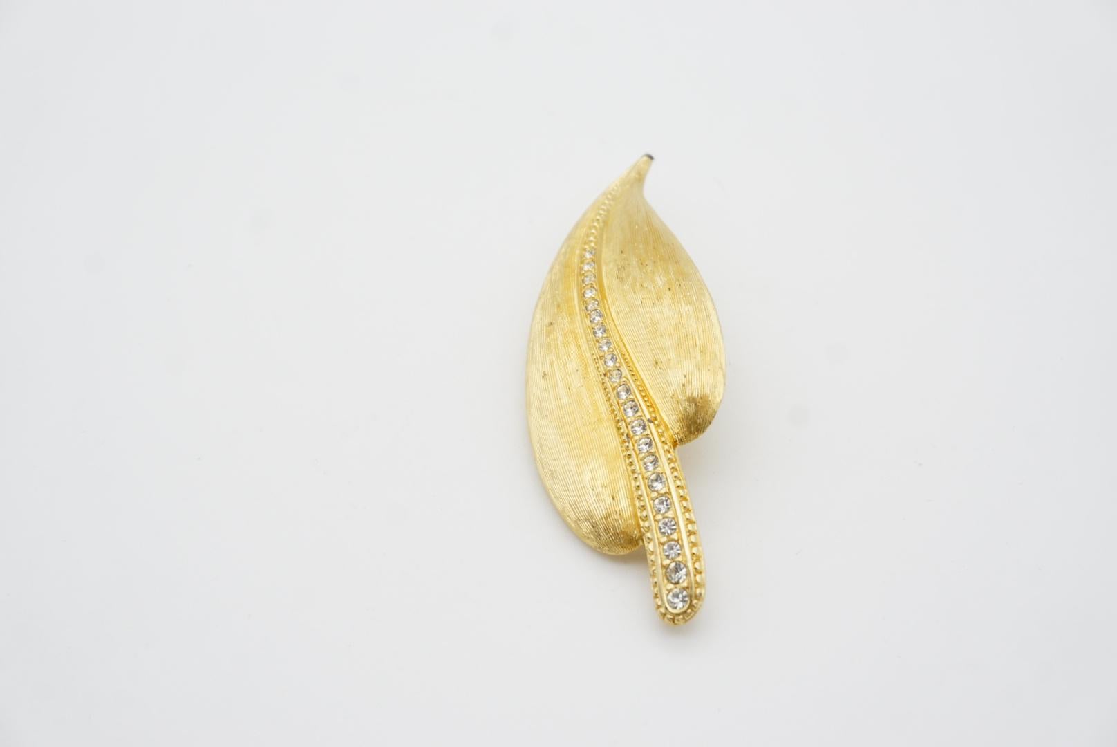 Christian Dior 1980s Vintage Textured Large Vivid Wavy Leaf Gold Chunky Brooch 5