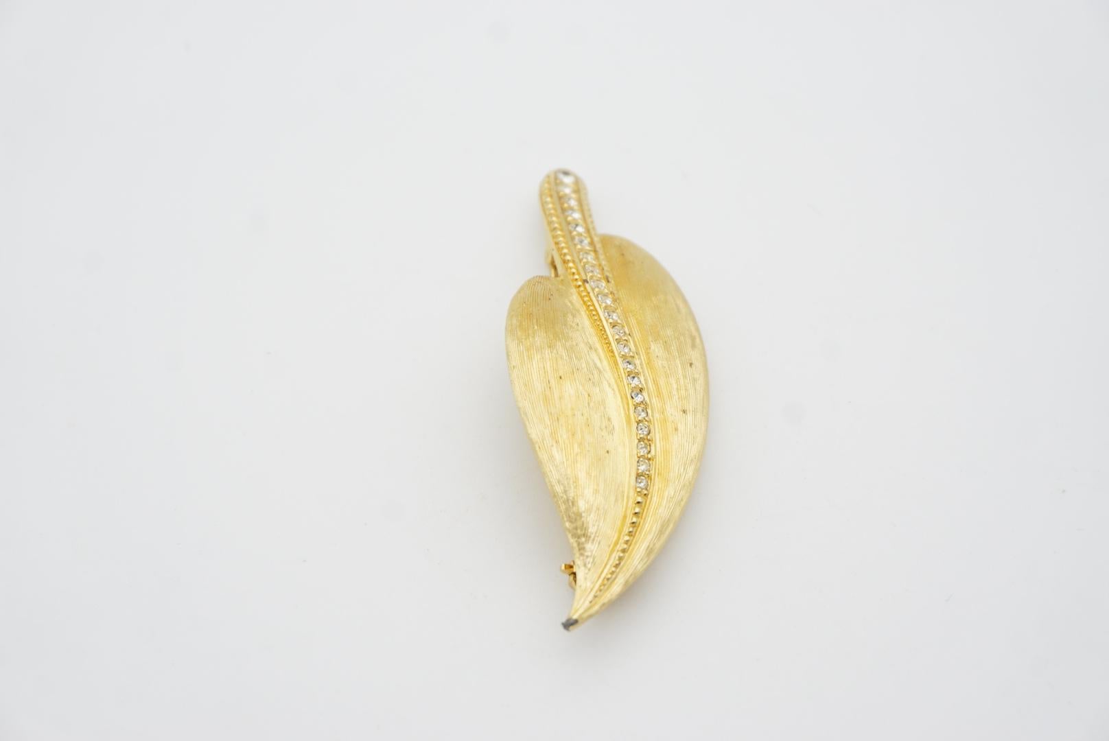 Christian Dior 1980s Vintage Textured Large Vivid Wavy Leaf Gold Chunky Brooch 6