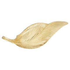 Christian Dior 1980s Vintage Textured Long Vivid Leaf Twist Swirl Wave Brooch